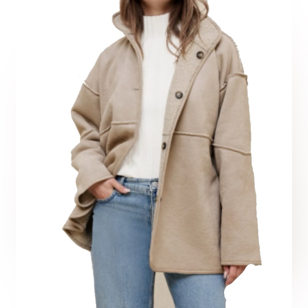 Banana Republic Factory Reversible  Vegan Suede Sherpa Jacket sz S